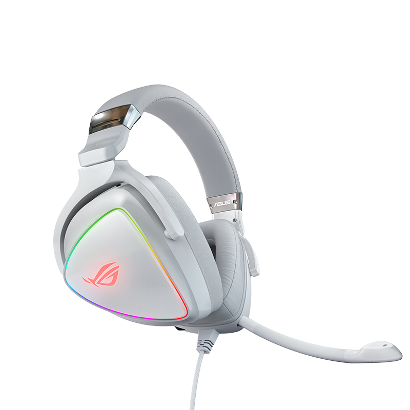 ROG Prism White Limited Edition Wired Gaming Headset with Microphone, Over-Ear Headset with Microphone, Surround 7.1 Sound, USB/Type-C Interface, Compatible with Triangular Actio