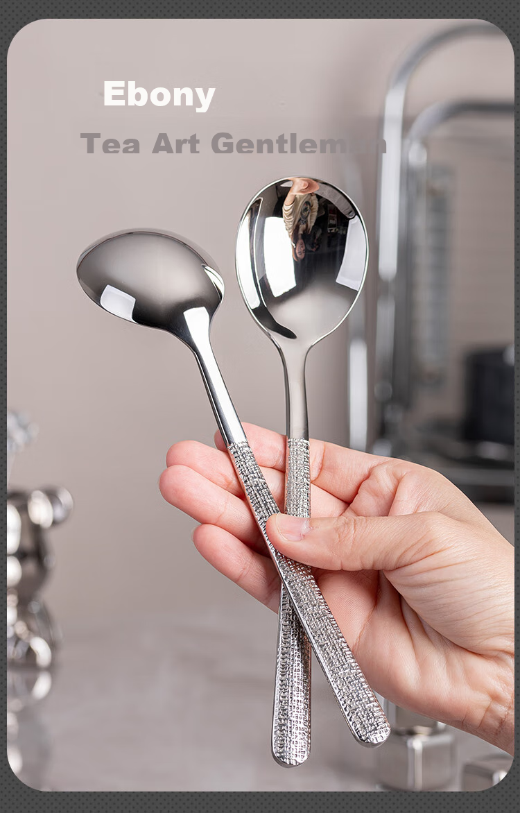 Banwushenghuo 304 Stainless Steel Soup Ladle, High-Quality Serving Spoon, Thickened Long-Handled Public Spoon, Round-Bottom Dining Spoon, Rice Spoon, Soup Ladle 8