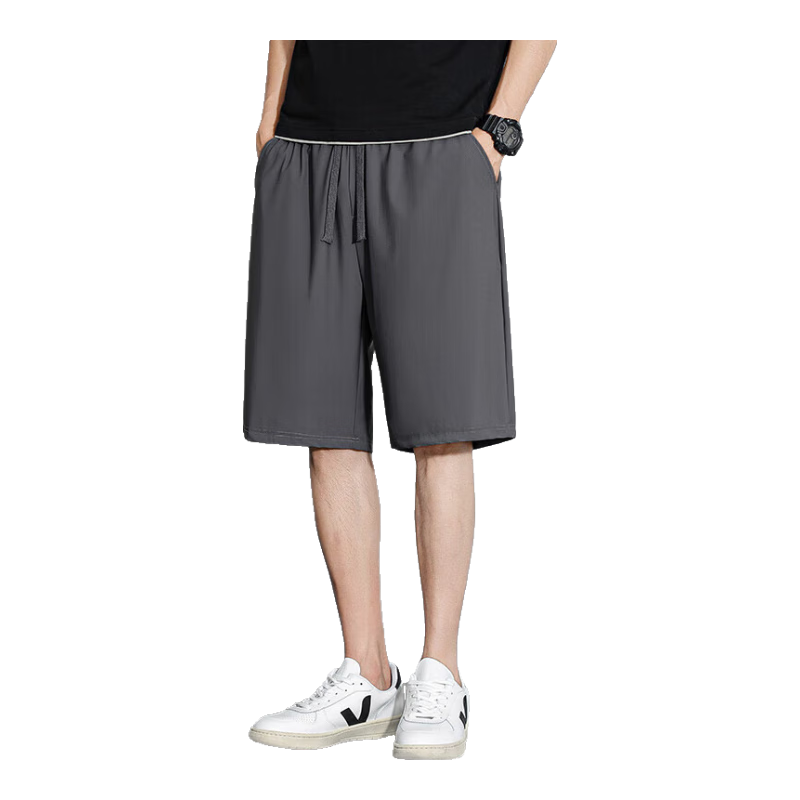 ROMON Ice Silk Casual Men's Shorts Cool Loose Stretch Youth Summer Versatile Knee-Length Pants 701