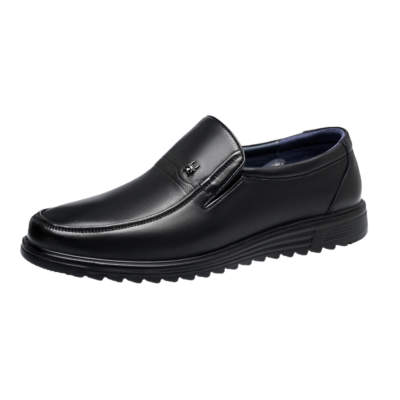 SPIDER KING Men's Leather Shoes, Summer Slip-On Business Casual Leather Shoes, Genuine Leather Middle-Aged And Elderly Dad Shoes, 48475 Black, Size 38