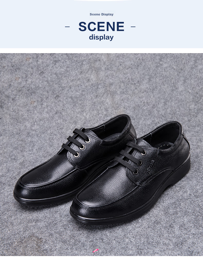 Aokang Leather Shoes for Men, Casual Business Shoes, Comfortable Work Lace-Up Formal Shoes, British Style Footwear, Black, Size 42 9