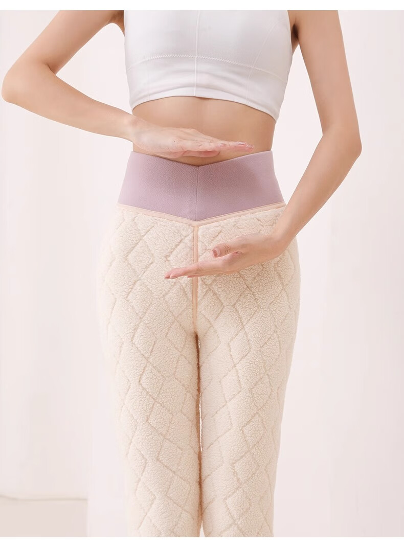 LangSha Autumn/Winter 2026 New Women's High-Waist Wool Thermal Pants with Fleece Lining, Thick Base Layer Trousers, Extra-Thick Lambswool Cotton Pants for Northeast China 26