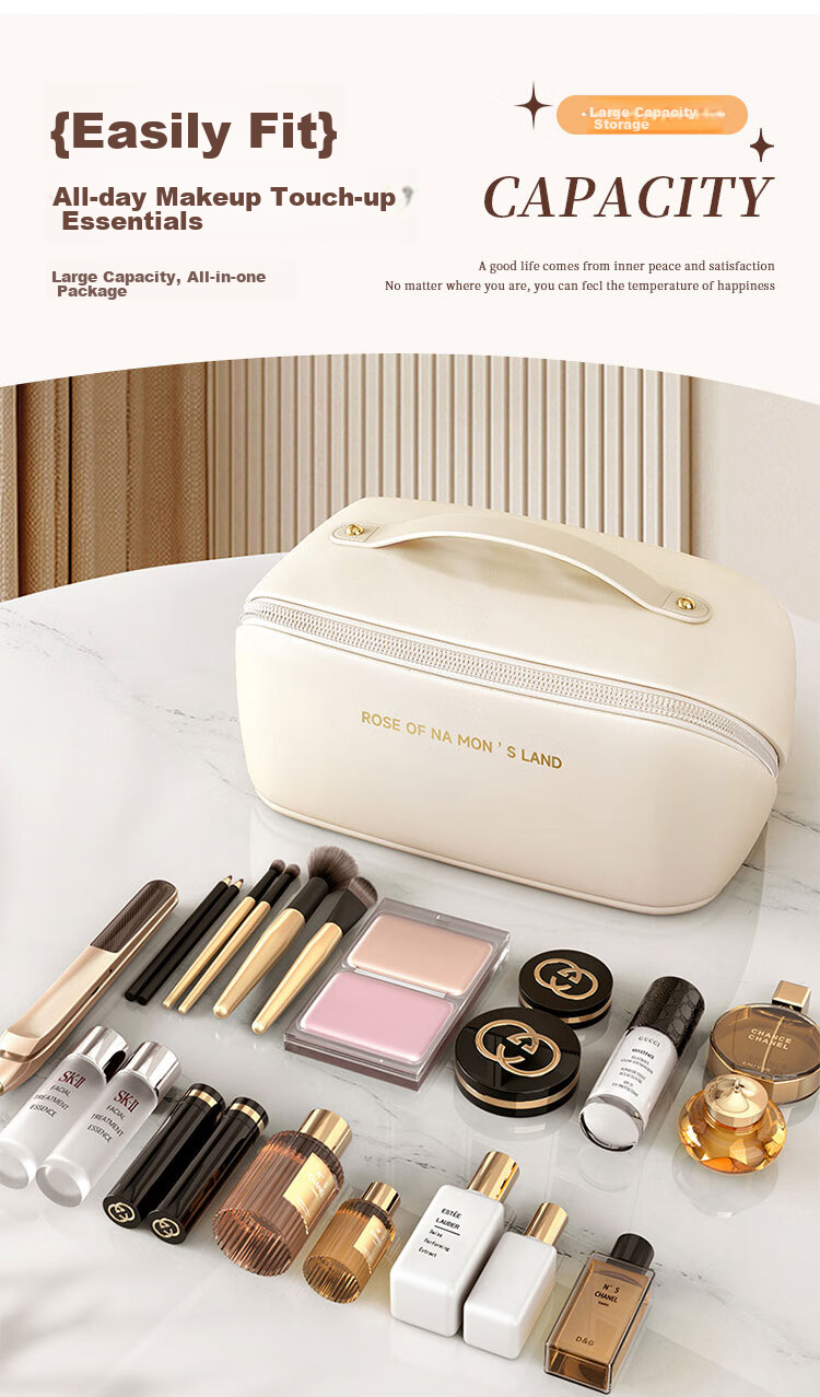 BAHAINIAO Multifunctional Portable Cosmetic Bag, Large Capacity Handheld Travel Makeup Organizer for Women, Stylish Toiletry Bag 3