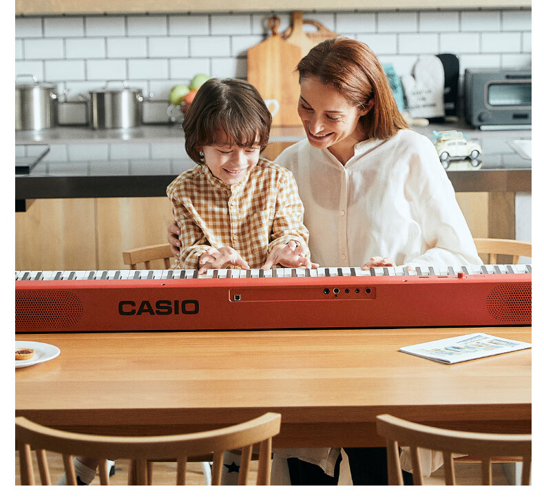 Casio Digital Piano EPS130 Red Electronic Digital Piano with 88 Weighted Keys, Beginner Standalone Unit, Wooden Piano Stand, Gift Package 13