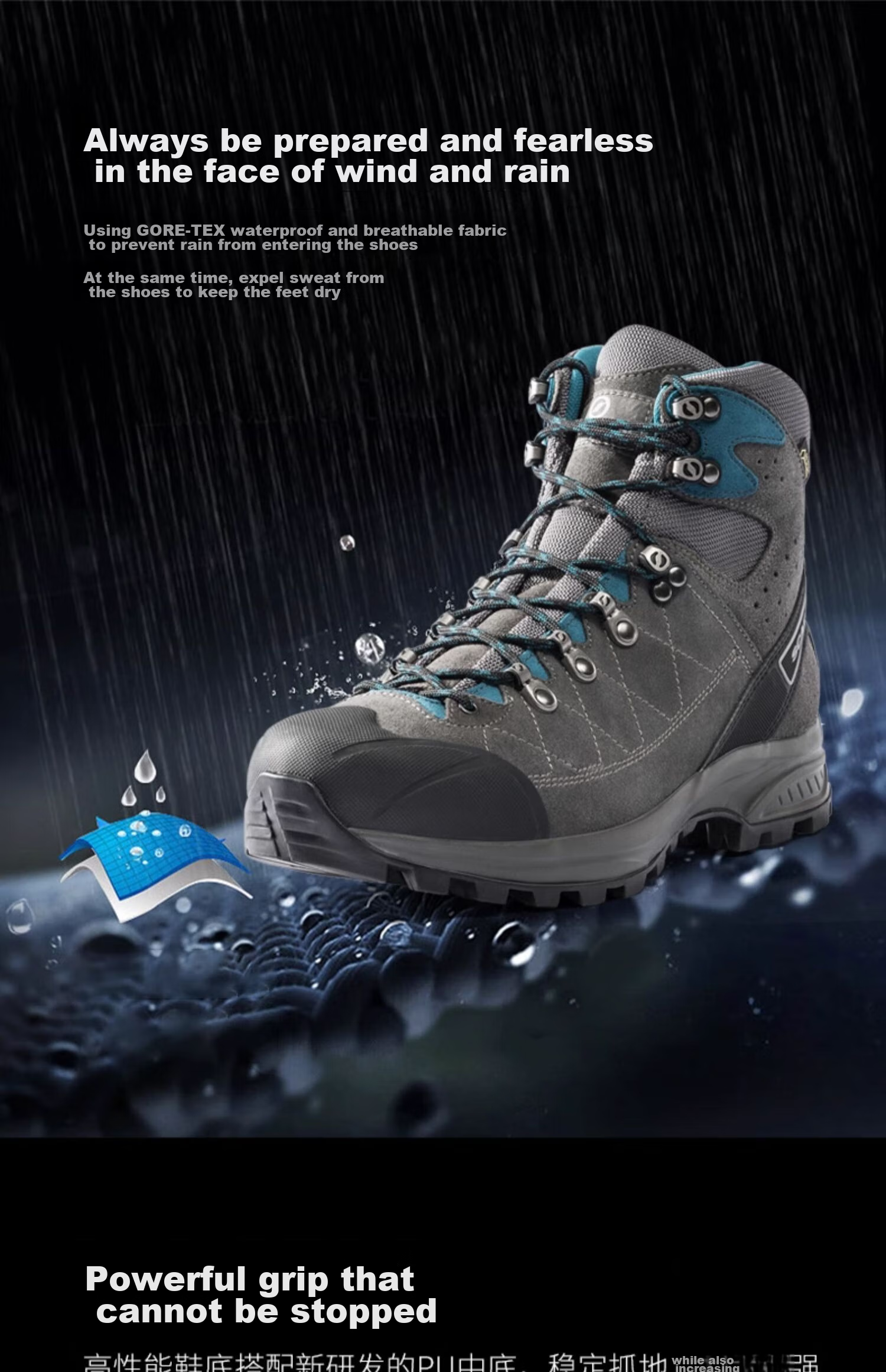 SCARPA Gengrenboqi Trekking Kailash Men's Waterproof Hiking Outdoor Mountaineering Shoes 61056-200 43N 7