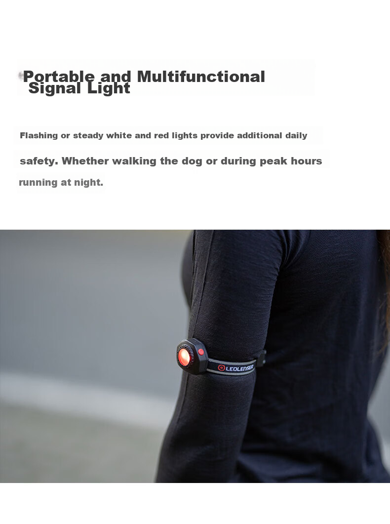 LED LENSER Night Running Headlamp CU2R Rechargeable Arm Warning Light Outdoor Sports Safety Light Lightweight Portable Light Red Flashing Light 2