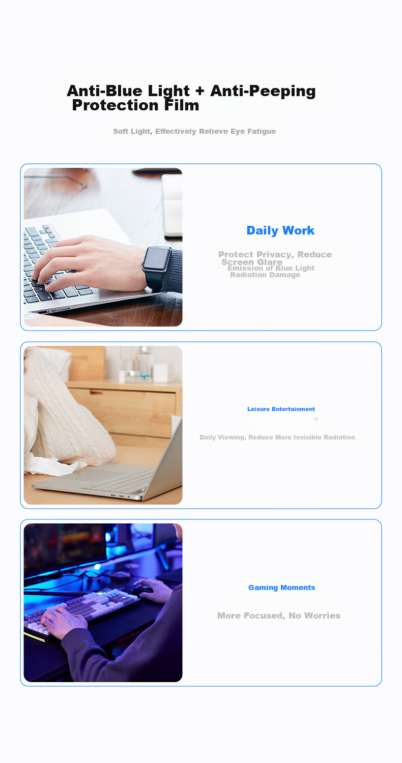 BIAZE Computer Privacy Screen Protector, Monitor Anti-Glare Film, Desktop Computer Screen Anti-Blue Light Eye Protection Privacy Film, Acrylic Hanging Type, 27 Inches, 16:9 3
