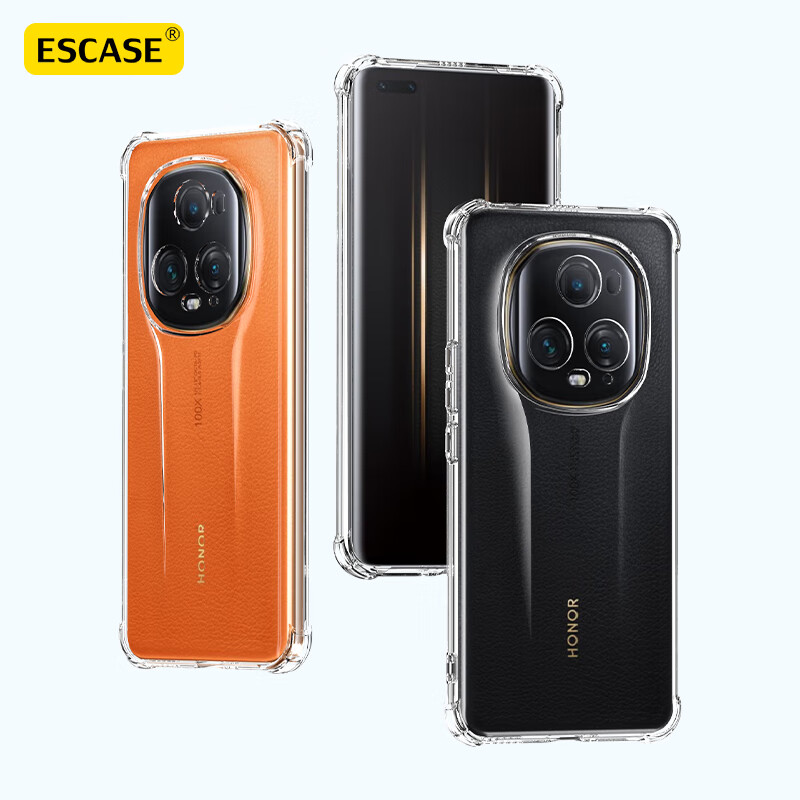 Чехол для телефона ESCAPE Honor Magic5 Ultimate Edition, полное покрытие, защита от падений, силиконовый (TPU) каркас с воздушными подушками, унисекс (с отверстием для ремешка), серия ES-Ip9, улучшенный прозрачный белый