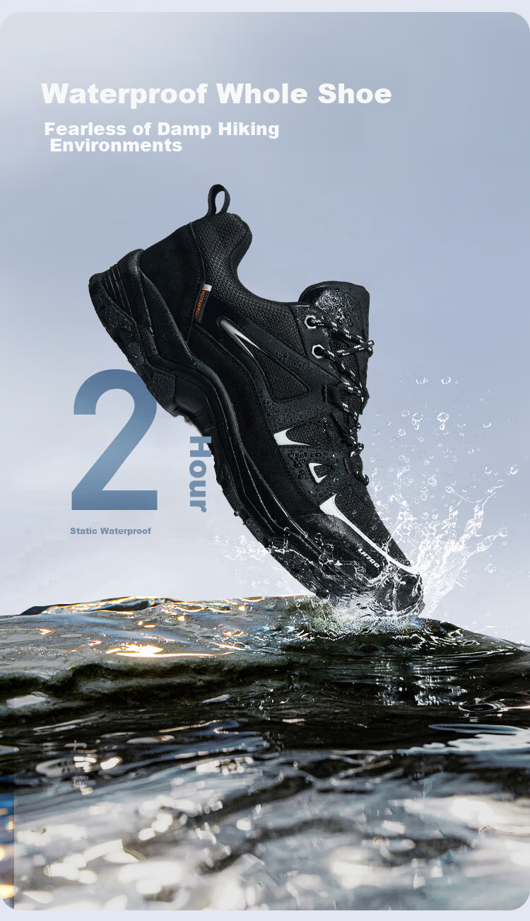 JD Original LH700 Hiking Shoes, Men's Mountaineering Shoes, Static Waterproof, Water-Repellent, Sand-Resistant, Casual Shoes for Men, Low-Top, Light Gray, Size 41 4