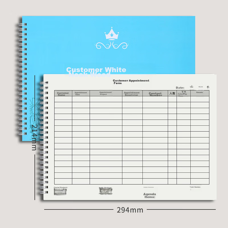 Jiaranheng A4 Customer Appointment Registration Book, Universal Beauty Salon Client Information Registration Form, Real-Name Registration Book for Hairdressing Salons, Nail Salons, Eyelash Salons, Customizable Guest Book for Visitors, Lake Blue Color