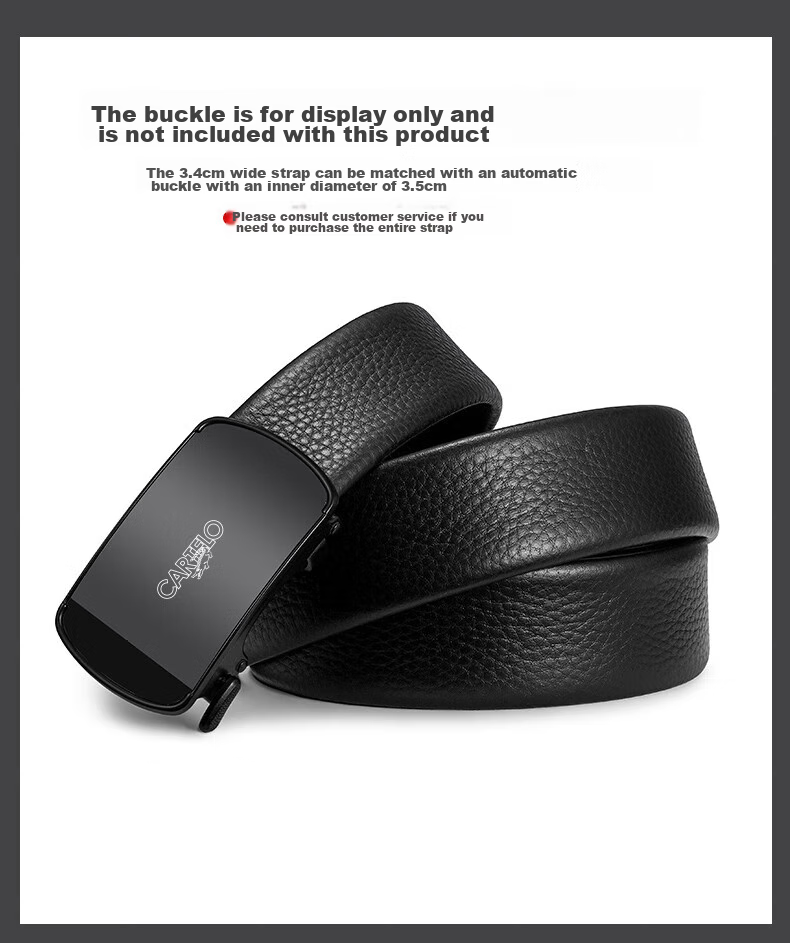CARTELO Men's Belt, Top-Grain Leather, Single-Belt Automatic Buckle, No Buckle Head, Fashionable Waistband, Gift for Husband 9
