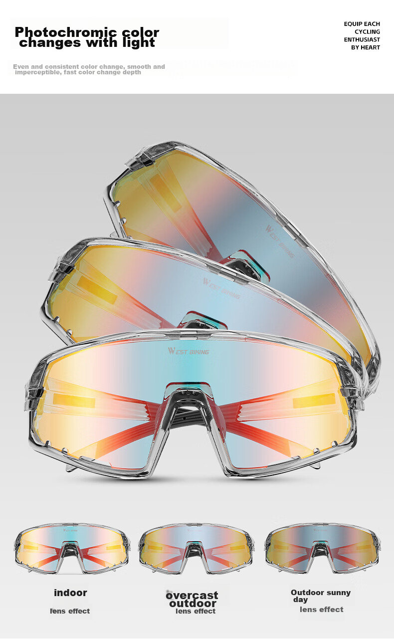 XQZ Cyclist Cycling Glasses Color-Changing UV Protection Day and Night Use Professional Full-Wrap Windproof Dustproof Goggles 3