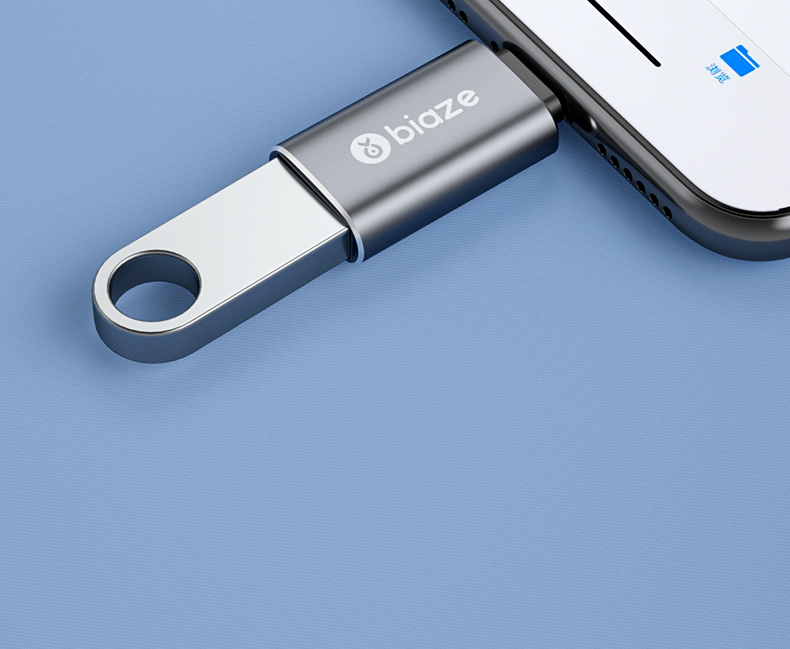 BIAZE Apple OTG Adapter, Lightning to USB Female Converter, IPad Mini IPad Accessory, Aluminum Alloy, Blue 7