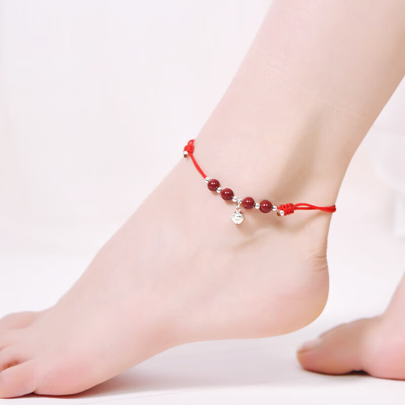Lingfei Cinnabar Foot Chain with Bells, Red String Anklet, Horse Year Zodiac Year Holiday Gift for Girlfriend Or Wife, Birthday Present Certificate