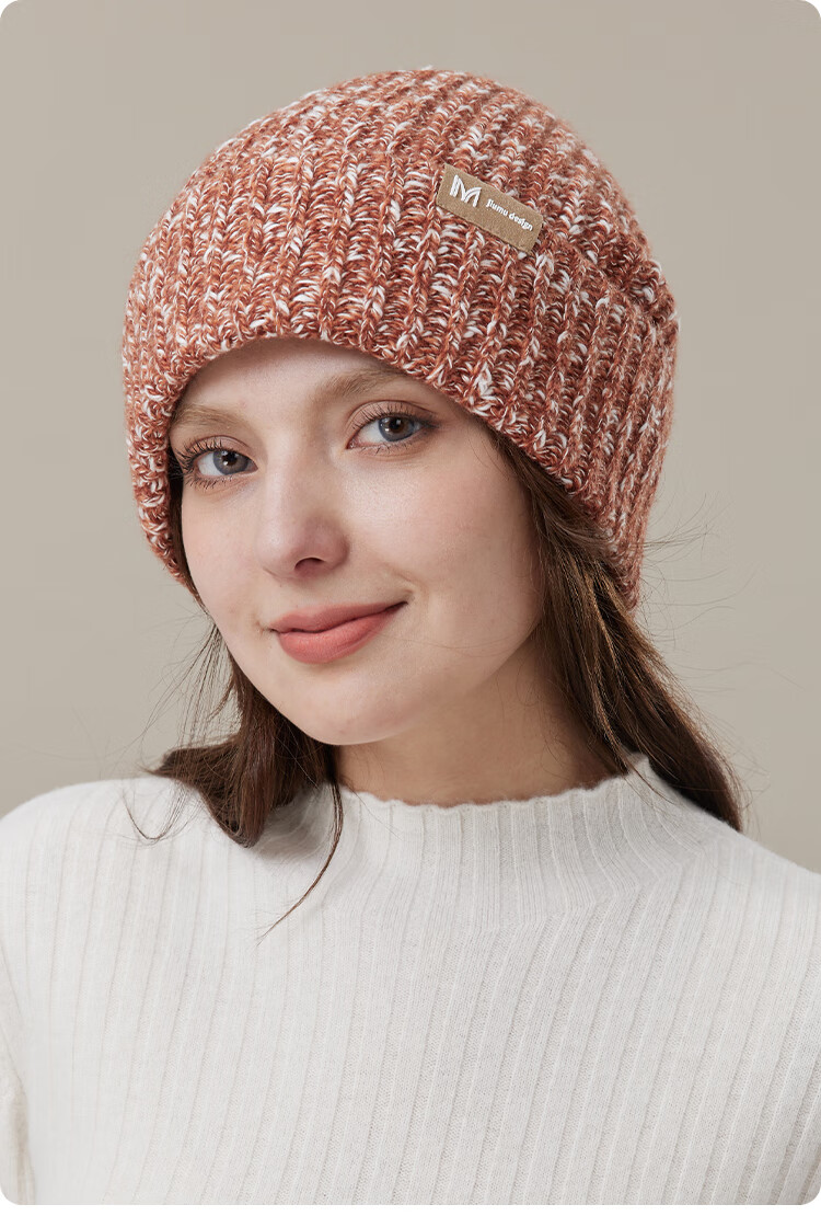 JIUMU Wool Warm Knit Hat, Autumn And Winter Knitted Cap, Cold Hat, Winter Hat, Large Head Circumference Slouchy Hat, Cold-Proof Hat for Women in Winter 22