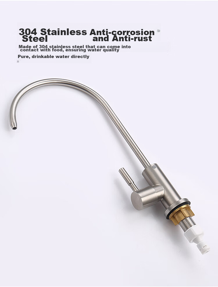 Larsd Direct Drinking Water Faucet, Kitchen Pure Water Purifier Tap, 4-Point Single Cold 304 Stainless Steel Faucet LD803 6