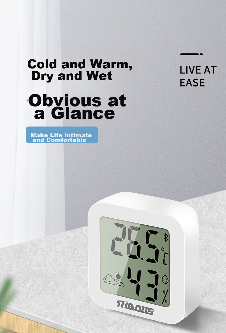 Muboshi Indoor Thermometer Hygrometer High Precision Smart Digital Hygrometer with Clock for Home Wall-Mounted Or Freestanding Use 1