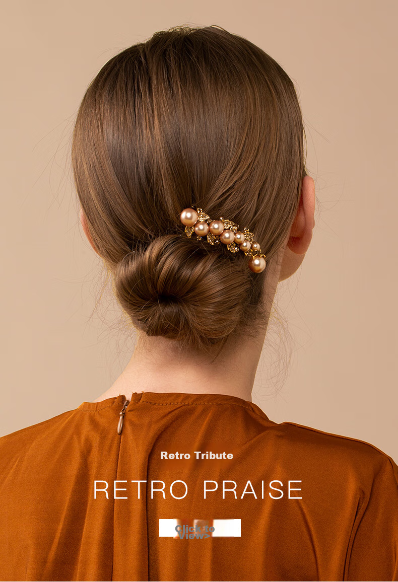 Cercoo Vintage Baroque Pearl Hair Clip, Top Clip for Back of Head, Elegant And Stylish Hairpin, Mid-Autumn Festival Gift 2
