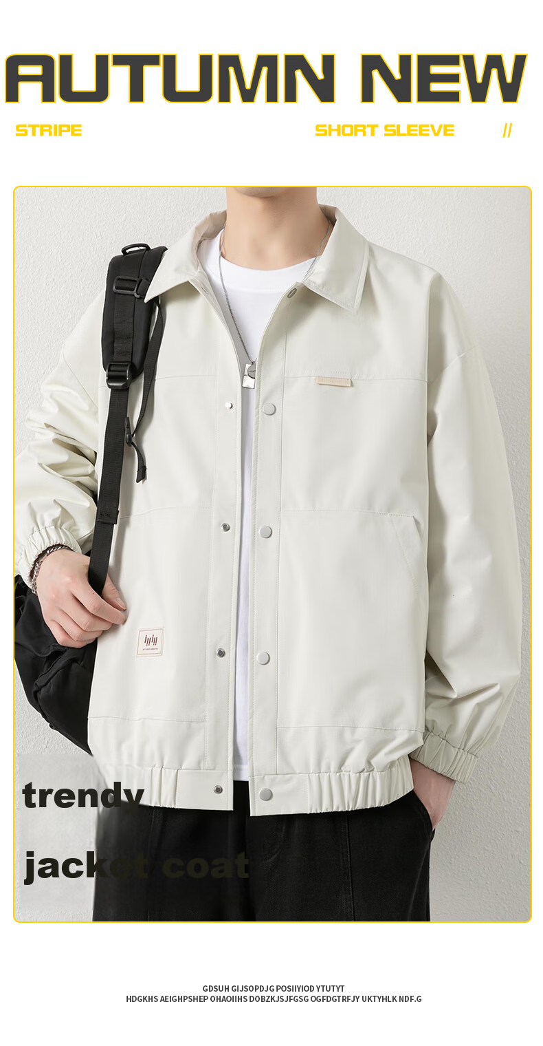 Dingfengbaoluo Men's Jacket, Summer Casual Versatile Lapel Loose Trendy Workwear Retro Coat, 2303 Khaki Color M 5