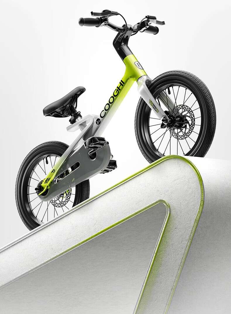 COOGHI Children's Bicycle F1, 20-Inch Magnesium Alloy Lightweight Shock-Absorbing Inflatable Tire, for Beginners Aged 6-15, COOGHI Gree 15