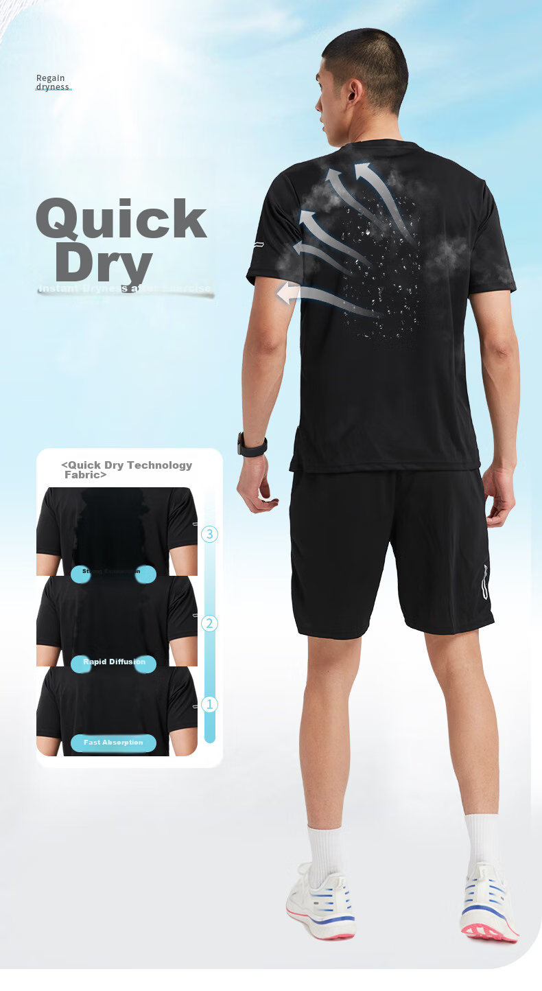 BURUITE Ice Silk Sports Set for Men, Badminton Outfit, Fitness Quick-Dry Summer Table Tennis T-Shirt, Tennis Clothes, Running Jersey 6