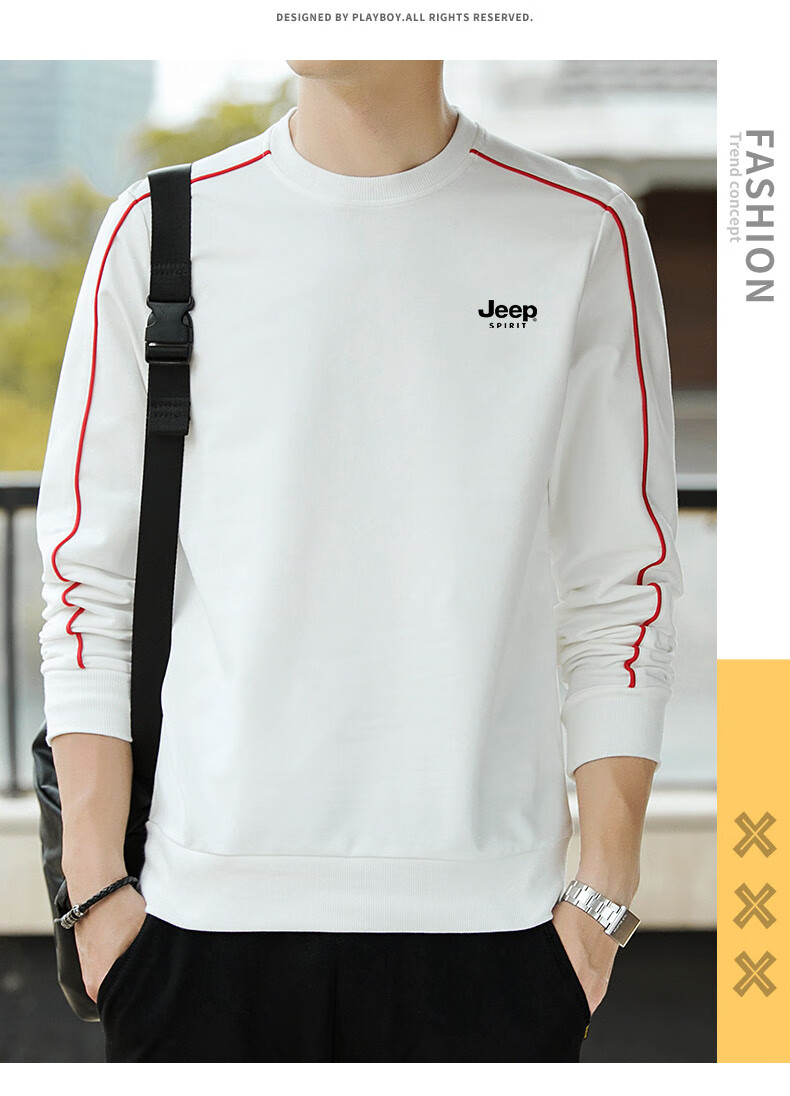 JEEP SPIRIT Men's Sweatshirt, Spring And Autumn Long-Sleeve T-Shirt, Outdoor Casual Versatile Round Neck for Young And Middle-Aged, Black, XL 11
