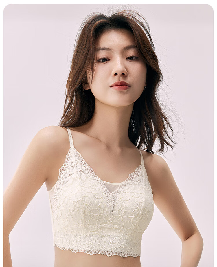 LangSha Spring Summer Comfortable Cooling Lace French Style Vest with Chest Pad Sexy Seamless Back Beautiful Versatile Camisole Bra 1