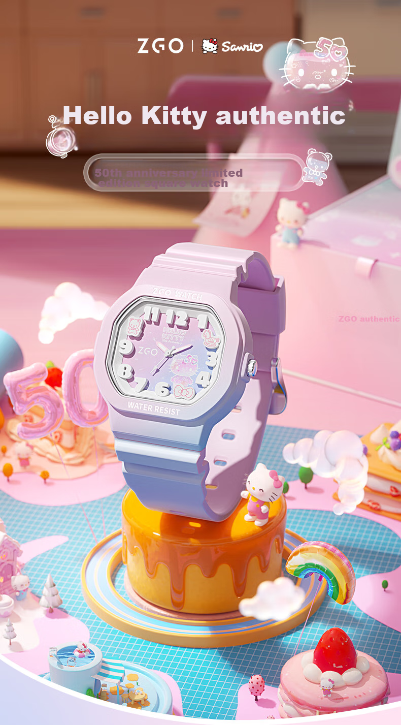 Hello Kitty [50th Anniversary Limited Edition] Watch for Female Students, Primary And Middle School Children, Birthday Gift for Girls 357 1