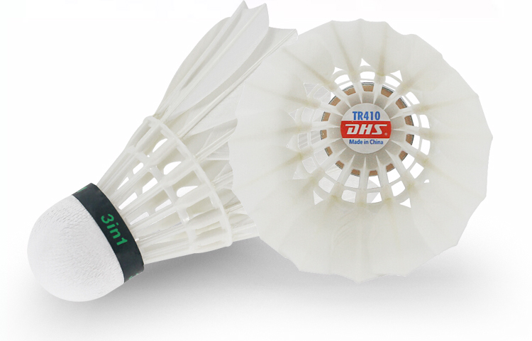 DHS Badminton Shuttlecocks, 12-Pack, Durable Competition Grade, Cork-Tipped, Stable Flight, TR410 9