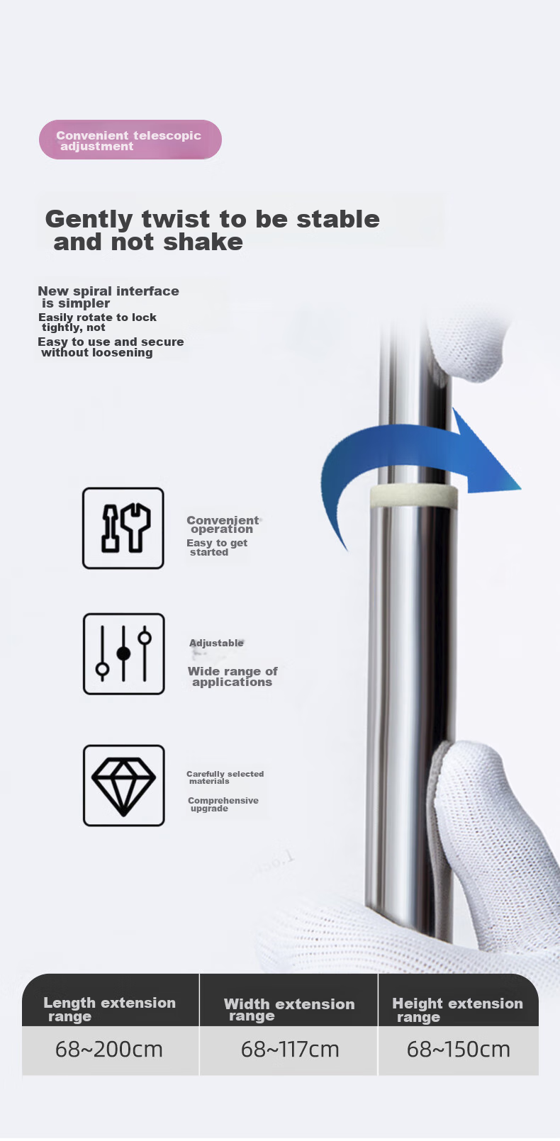 Yunjin Dormitory Bed Curtain Rod, Extendable, for Upper Bunk Mosquito Net, Specialized Track, Stainless Steel Bed Frame 12