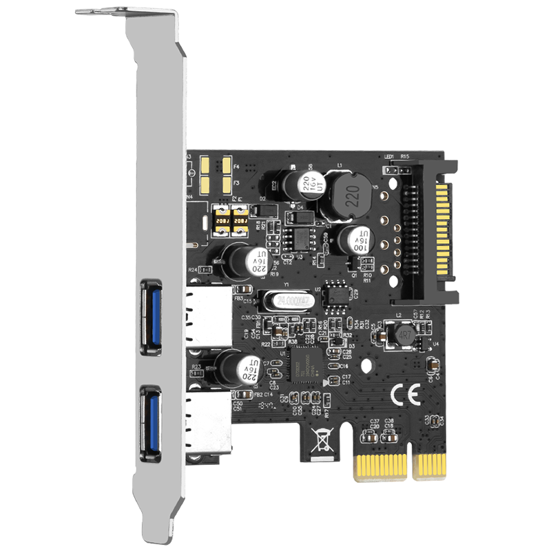 MOGEPCIE X1 to Dual-Port USB 3.0 Expansion Card, PCI-E to Two-Port USB Gen1 Adapter Card, Risa NEC Chip, MC2010