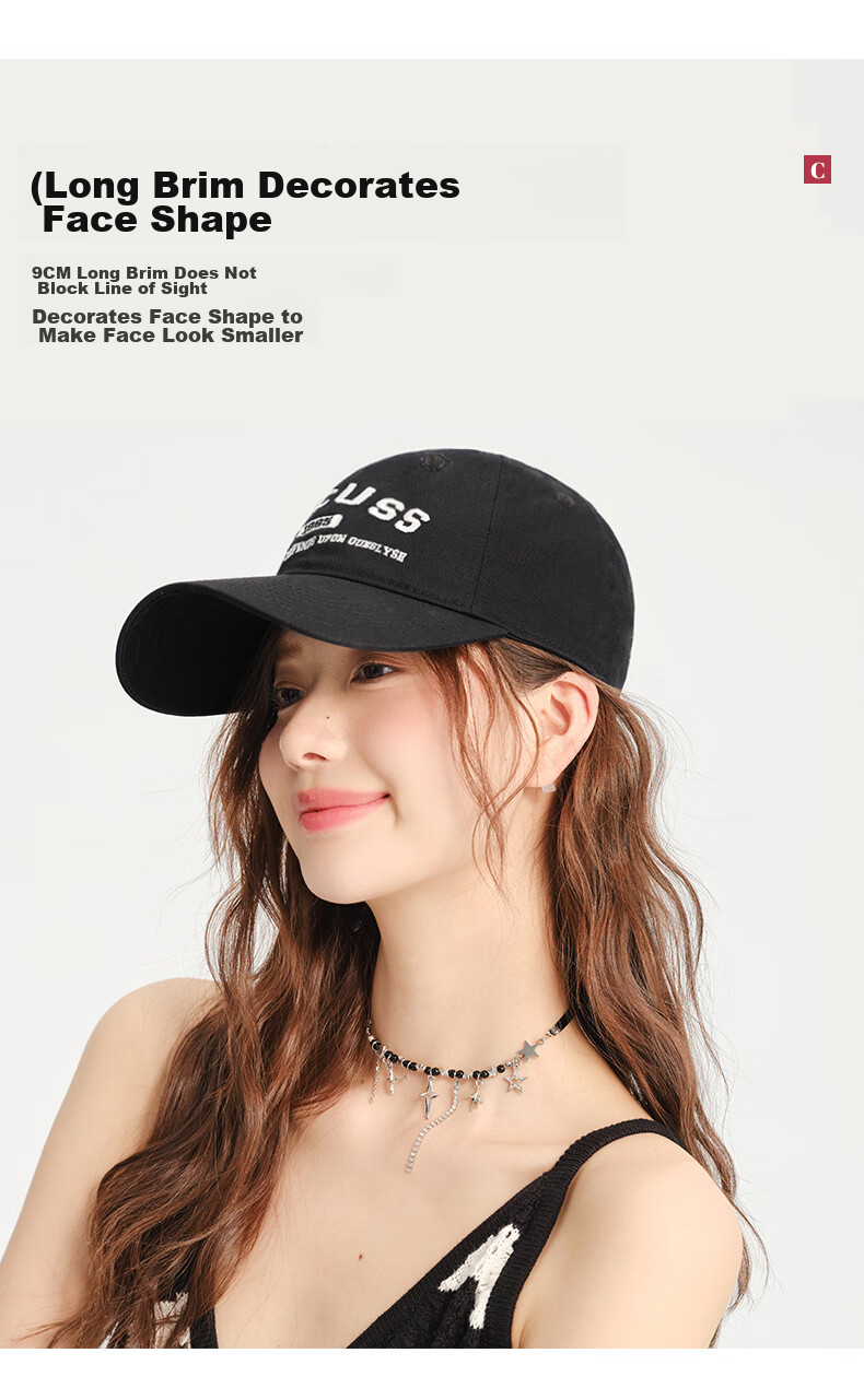 CACUSS Baseball Cap for Women, Large Head Circumference Soft Top Visor Hat, All-Season Sun Hat, Korean Style Versatile Sun Protection Hat, Chiji Red 5