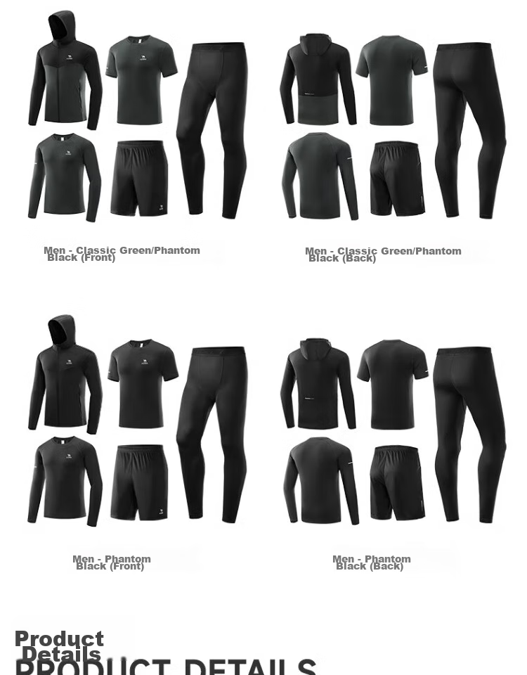 CAMEL Men's Sports Set, Five-Piece Fitness Outfit, New Long-Sleeve And Long Pants, Quick-Dry Running Basketball Training Sportswear 39
