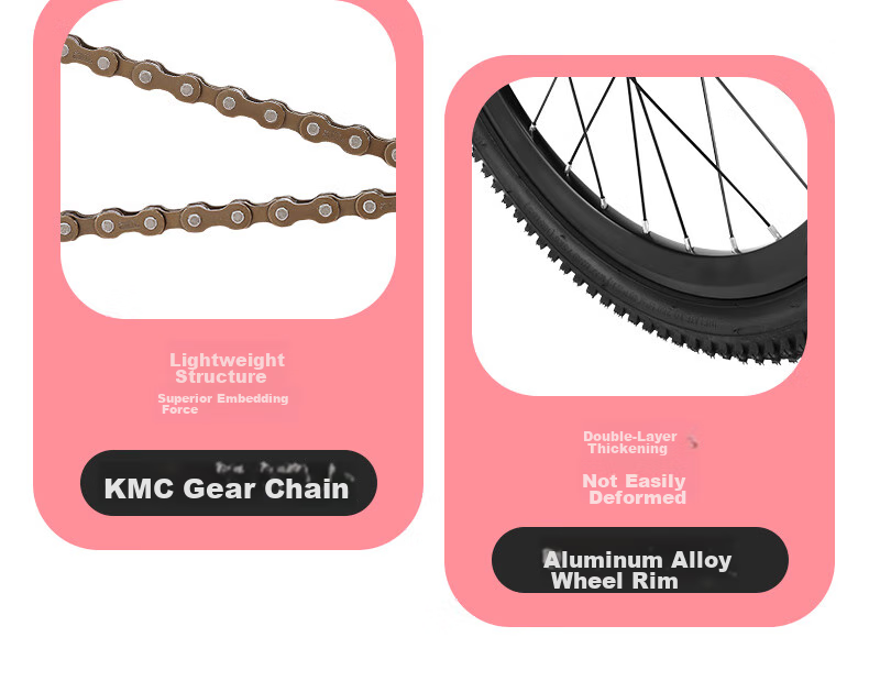 FOREVER Girls' Model, 22-Inch, 24-Speed, Magnesium Alloy Mountain Bike, for Female Teenagers, Students And Children, Pink 19