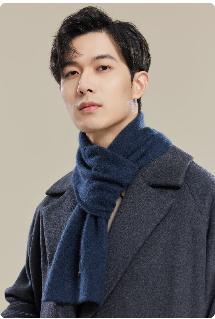 JIUMU 100% Cashmere Scarf for Men, Autumn And Winter Warm Neck Warmer, Gift for Men Or Fathers, Mid-Autumn Festival Birthday Present, Gift Box Packaging 19