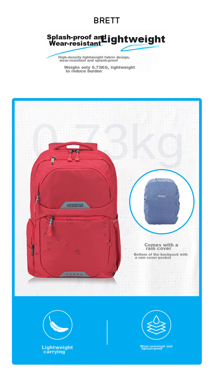 American Tourister Backpack Travel Bag Sports Bag Large Capacity Commuter Laptop Bag Upgraded Version Celebrity Edition QI5 Dark Blue 4