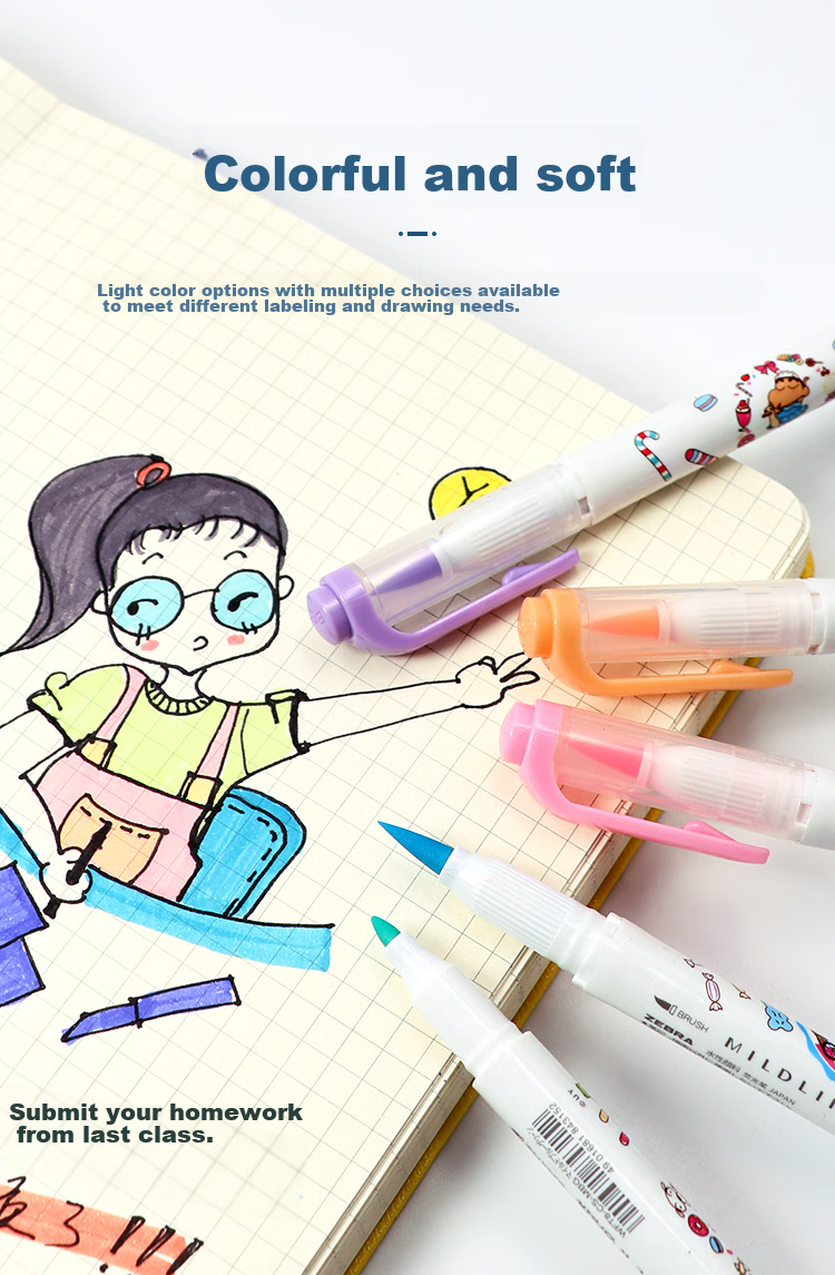 ZEBRA Crayon Shin-Chan Limited Edition Dual-Tip Highlighter, Rainbow Color Planner Pen, Student Emphasis Marking Pen, WFT8-CS Gentle Purple 5