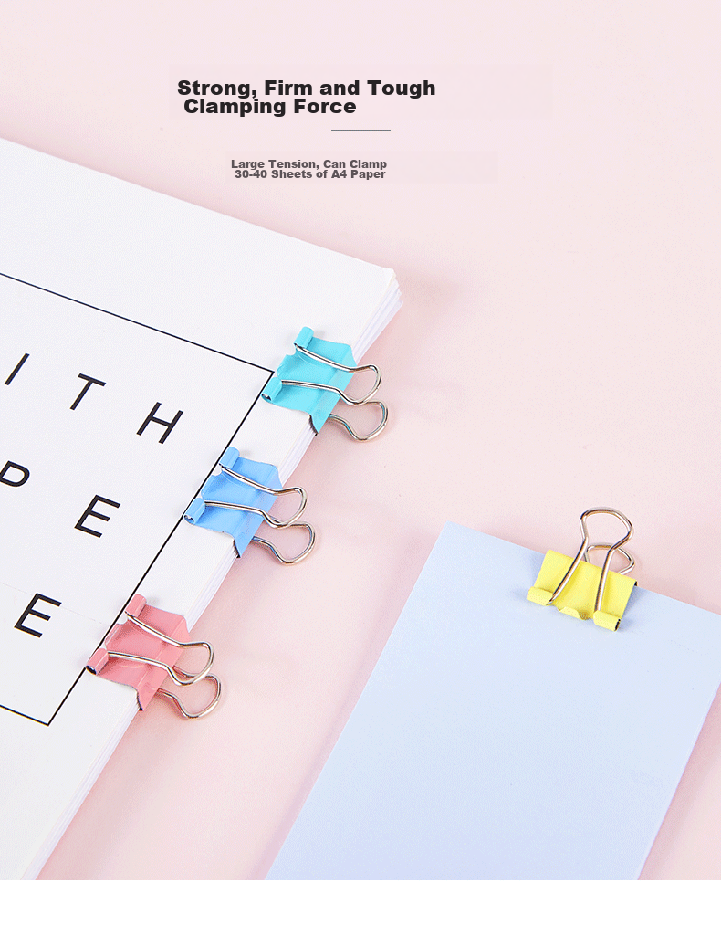 BAOKE 3c Digital All-Net Low Price BC1366, Colorful Long Tail Clips 60 Pieces 15mm, Binder Clips Document Clips Office Supplies 6