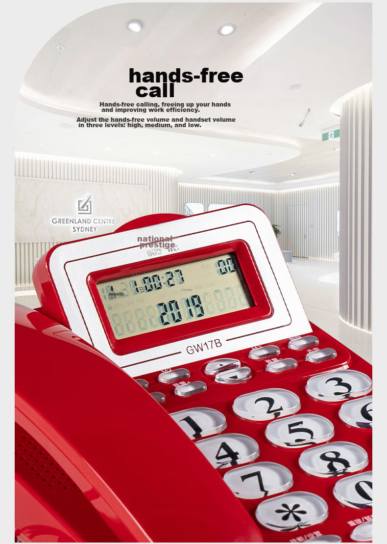 Guowei Landline Telephone, Fixed-Line Phone for Business Office And Home Use, Battery-Free Dual Interface with Caller ID, Internal Intercom, Ringtone Volume Adjustment GW17B (White) 7