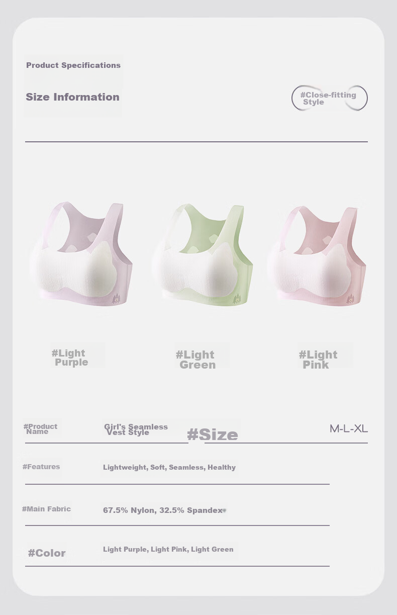Ailier&ouluola High School Student Underwear for Ages 15-18, Middle School Girls' Vest Bra, Three-Stage Developmental Period, Girls' Bra 6265 Pink 85A 10