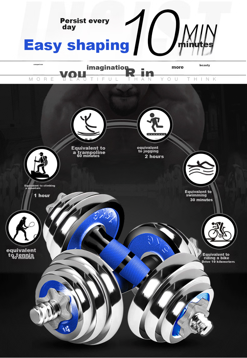 Chengyue Electroplated Dumbbell And Barbell Set, 15kg, Adjustable And Detachable Fitness Equipment for Men And Women, CY-066 5