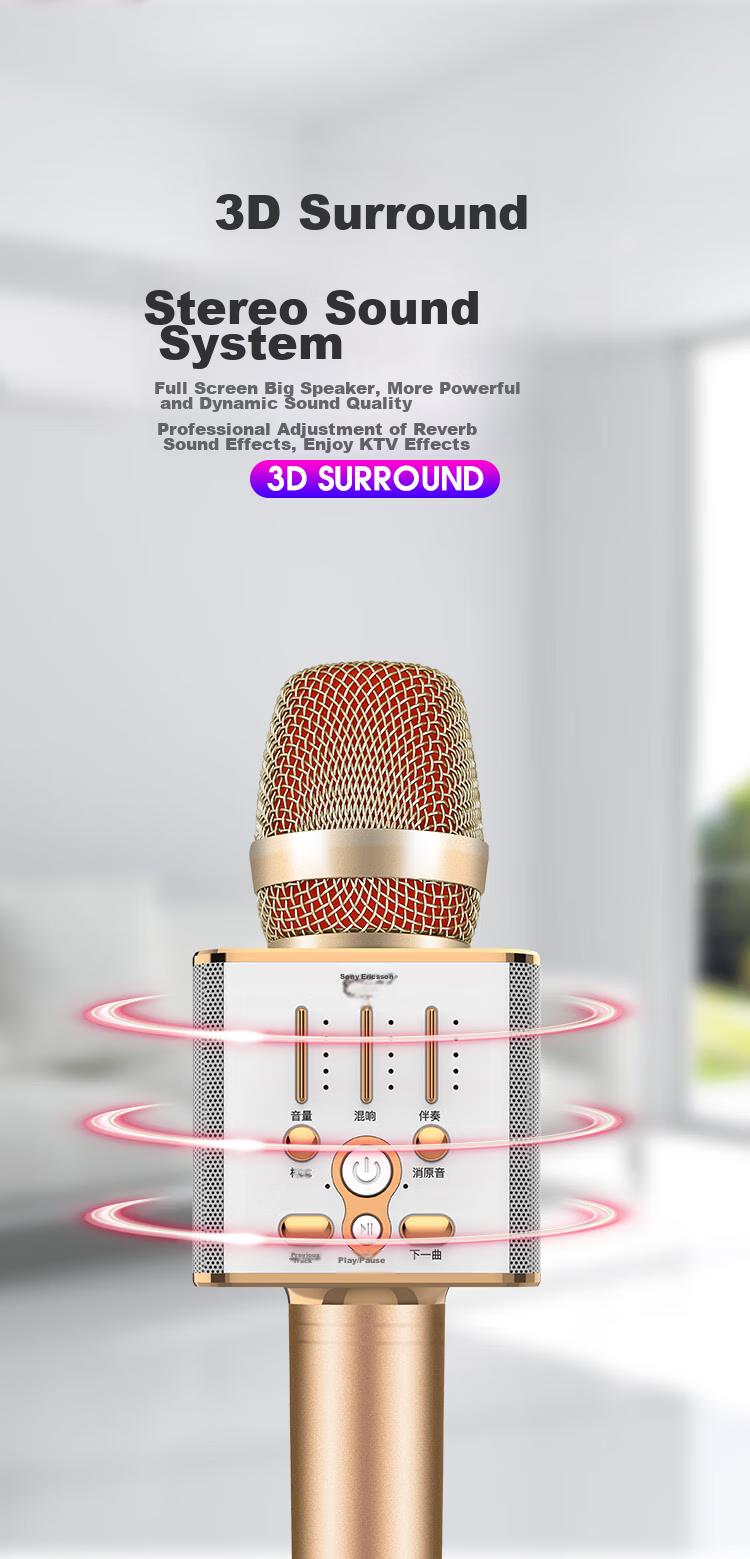 Soaiy Soaiy MC1 Wireless Karaoke Mobile Microphone, Live Streaming Host Singing Tool, All-In Wireless Bluetooth Microphone Speaker for Home And Outdoor KTV, Elegant Black 9