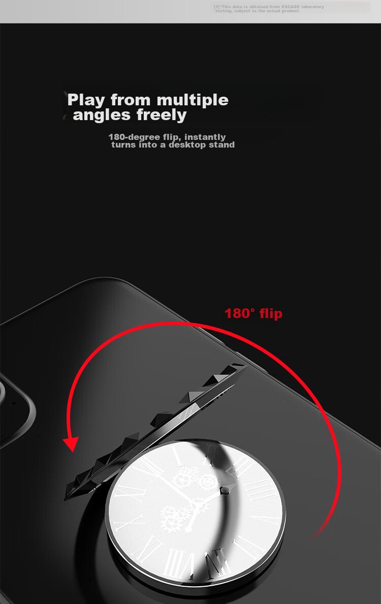 ESCASE Phone Ring Holder Desktop Stand Ultra-Thin Wristband Clip Lazy Ring Compatible with Car Magnetic Mount for Apple Huawei Xiaomi Universal Obsidian Black 8