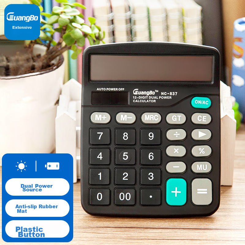 GuangBo Dual Power Solar/battery Calculator, Large Screen Desktop Office Computer NC-837
