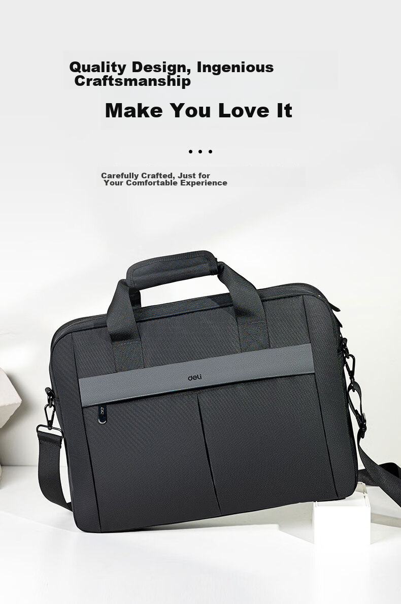 Deli (Deli) Business Travel Briefcase, Three-Layer Large Capacity Shoulder Crossbody Handheld Business Organizer Bag Can Hold 15.6-Inch Laptop Handbag, Black 8