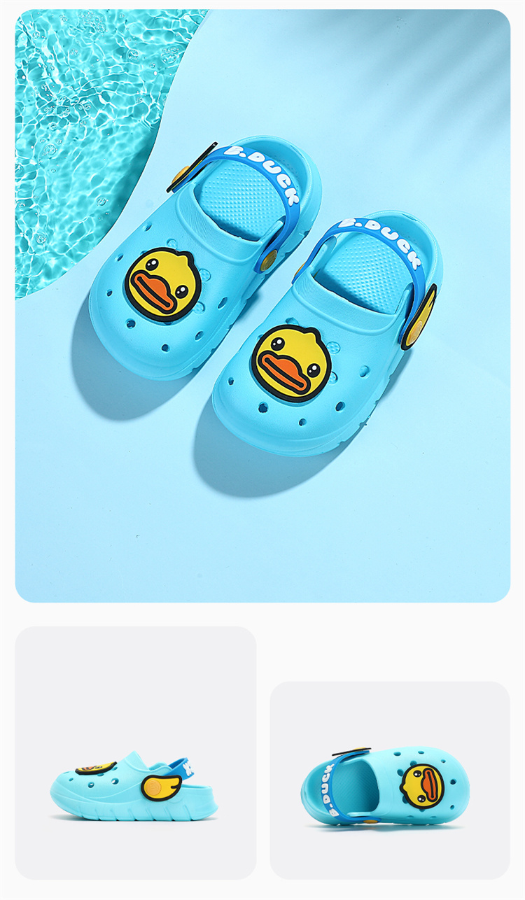 B.Duck Children's Slippers, Summer Boys' Sandals, Girls' Cartoon Cute Home Shoes, 5901 Beige, Size 30 16