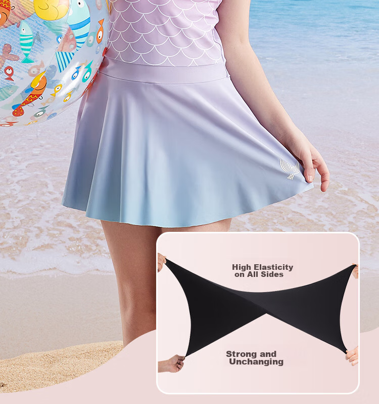 MIZUNO Children's Swimsuit, Cute Mermaid Princess Style with Skirt for Girls, Sun Protection One-Piece Swimwear for Older Kids, Hot Spring Bathing Suit A3402 Purple 150 13