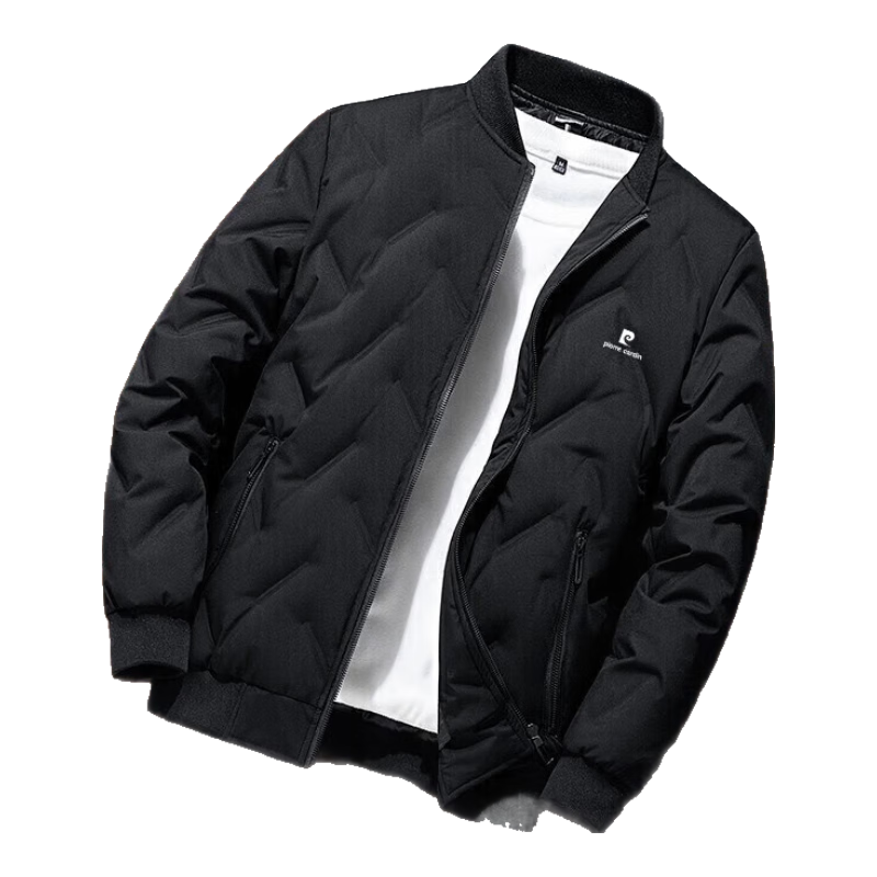 Pierre Cardin Men's Down Jacket Winter Warm Coat Casual Business Simple Cold-Resistant Black 4XL