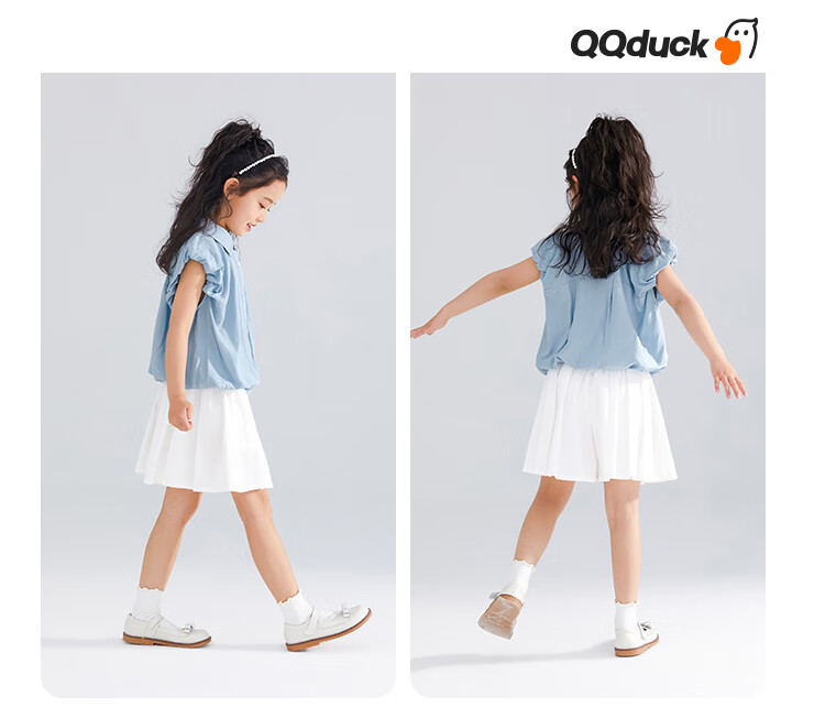 QQ DUCK Children's Clothing, Girls' Summer Shorts, Wide-Fit Youth Wear, Versatile, White Color; Size 140 13