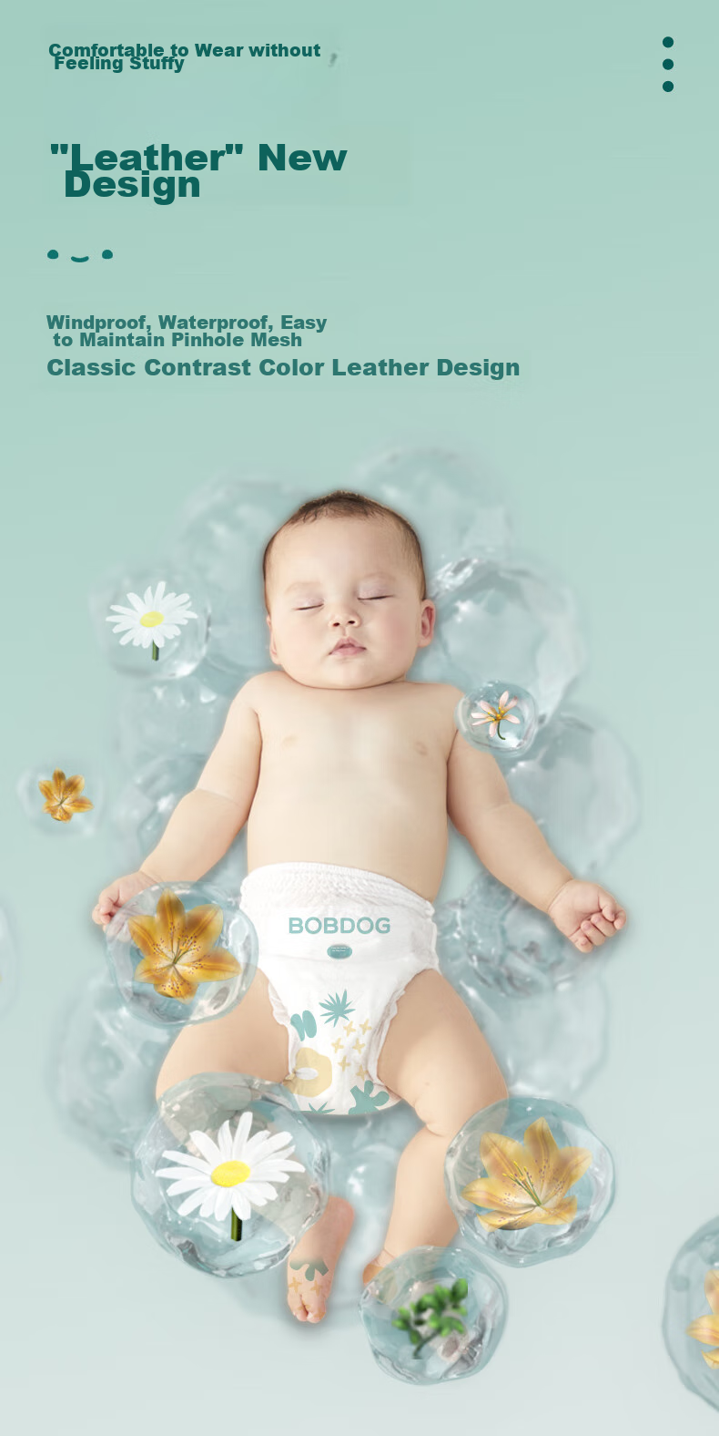 BOBDOG [No Melamine Detected] Pineapple Pull-Up Diapers, 3XL, 64 Pieces, Mild Acidic Protection, Breathable Baby Diapers 2
